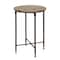 2ft. Black Iron & Brown Marble Traditional Accent Table